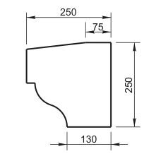 Карниз Вландо , КН-04.250/с, 250х250х600 мм (Высота х Вылет х Длина), архитектурный бетон, для фасадного декора