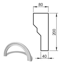 Наличник арочный R1060 мм. (профиль ОП-10.200) Вландо , ОП-11.106R, 200х80х мм (Высота х Вылет х Длина), архитектурный