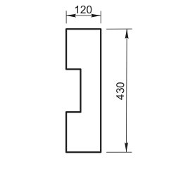 Молдинг / Наличник Вландо , КН-101.430, 430х120х900 мм (Высота х Вылет х Длина), архитектурный бетон, для фасадного