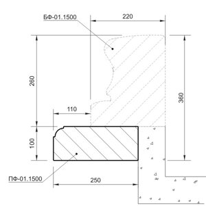 Основание фонтана Вландо , ПФ-01.1500, х3220х100 мм (ШхВ), архитектурный бетон