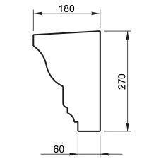 Карниз Вландо , КН-00.270/1, 270х180х500 мм (Высота х Вылет х Длина), архитектурный бетон, для фасадного декора