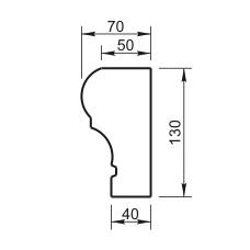 Наличник Вландо , ОП-17.130/скв., 130х70х800 мм (Высота х Вылет х Длина), архитектурный бетон, для фасадного декора
