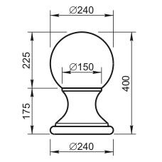 Шар на пьедестале (сборка 1) Вландо , ШР-00.240/сб1, х240х400 мм (ШхВ), архитектурный бетон