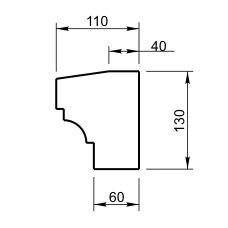 Подоконник Вландо , ПД-06.130/с, 130х110х800 мм (Высота х Вылет х Длина), архитектурный бетон, для фасадного декора