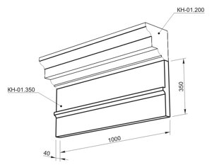 Фриз Вландо , КН-01.350/скв, 350х60х1000 мм (Высота х Вылет х Длина), архитектурный бетон, для фасадного декора