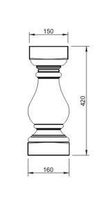 Балясина Вландо , БЛ-30.420/2, Высота 420 мм, архитектурный бетон