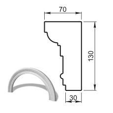 Наличник арочный R400 (профиль ОП-30.130) Вландо , ОП-13.400 R, 130х70х мм (Высота х Вылет х Длина), архитектурный