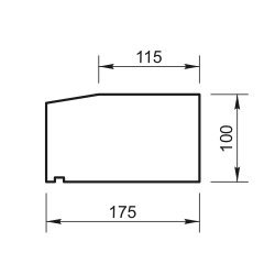Карниз / Подоконник Вландо , КН-03.100/скв, 100х175х800 мм (Высота х Вылет х Длина), архитектурный бетон, для фасадного