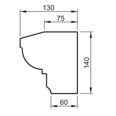 Карниз, Подоконник Вландо , ПД-31.140/скв, 140х130х800 мм (Высота х Вылет х Длина), архитектурный бетон, для фасадного