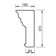 Карниз Вландо , КН-00.370/скв., 370х184х600 мм (Высота х Вылет х Длина), архитектурный бетон, для фасадного декора