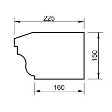 Карниз - подоконник Вландо , ПД-12.150, 150х225х800 мм (Высота х Вылет х Длина), архитектурный бетон, для фасадного