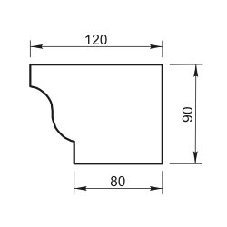 Карниз (Подоконник) Вландо , КН-53.090, 90х120х600 мм (Высота х Вылет х Длина), архитектурный бетон, для фасадного