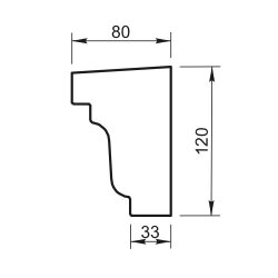 Карниз Вландо , ПД-00.120, 120х80х600 мм (Высота х Вылет х Длина), архитектурный бетон, для фасадного декора