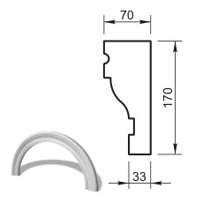Наличник арочный R700 (профиль ОА-11.100) Вландо , ОА-12.700 R, 170х70х мм (Высота х Вылет х Длина), архитектурный