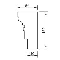 Карниз правый поворот - окно Вландо , КН-02.150/прав.[О], 150х81х700 мм (Высота х Вылет х Длина), архитектурный бетон,