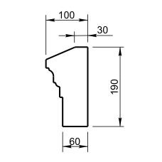 Подоконник Вландо , ПД-21.130/с, 190х100х1000 мм (Высота х Вылет х Длина), архитектурный бетон, для фасадного декора