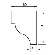 Карниз Вландо , КН-04.210/с, 210х160х500 мм (Высота х Вылет х Длина), архитектурный бетон, для фасадного декора