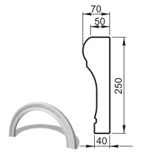 Наличник арочный R690 (профиль ОП-15.250) Вландо , ОП-15.690 R, 250х70х мм (Высота х Вылет х Длина), архитектурный