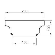 Поручень радиусный R=2100 мм (профиль от ПР-10.100) Вландо , ПР-11.210 R, Высота 100 мм, архитектурный бетон