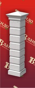 Столб забора (наборный из блоков) Вландо , СЗ-370.2000, 370х370х2000 мм, архитектурный бетон
