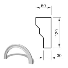 Наличник арочный R485 (профиль ОП-10.120) Вландо , ОП-12.485 R, 120х60х мм (Высота х Вылет х Длина), архитектурный