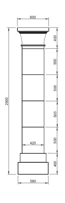 Пилястра Вландо , ПЛ-00.420 (сб), 2800хх мм (Высота х Вылет х Длина), архитектурный бетон, для фасадного декора от компании ООО "АрхиДекор" - фото 1