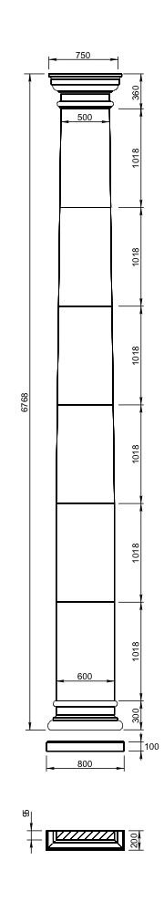 Пилястра Вландо , ПЛ-00.600 (сб), 6768хх мм (Высота х Вылет х Длина), архитектурный бетон, для фасадного декора от компании ООО "АрхиДекор" - фото 1
