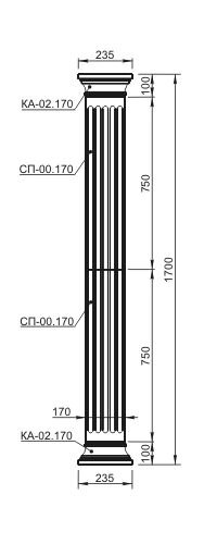 Пилястра Вландо , ПЛ-01.170 (сб), 1700хх мм (Высота х Вылет х Длина), архитектурный бетон, для фасадного декора от компании ООО "АрхиДекор" - фото 1