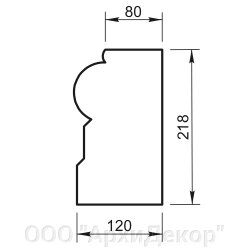 Плинтус, бордюр Вландо , КН-103.218, 218х120х600 мм (Высота х Вылет х Длина), архитектурный бетон, для фасадного декора от компании ООО "АрхиДекор" - фото 1