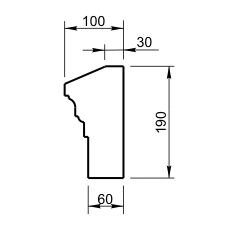 Подоконник Вландо , ПД-21.130/с, 190х100х1000 мм (Высота х Вылет х Длина), архитектурный бетон, для фасадного декора от компании ООО "АрхиДекор" - фото 1