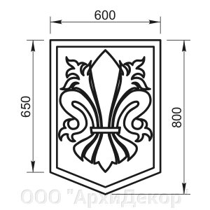 Щит с лилией (большой) Вландо , ДП-08.800, 600хх800 мм (ШхВ), архитектурный бетон от компании ООО "АрхиДекор" - фото 1