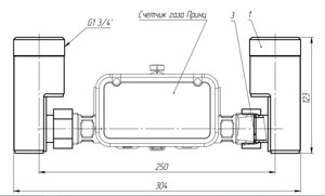 Монтажный комплект компактный для замены счетчика ВК G10, G10t (L250 1 3_4д)