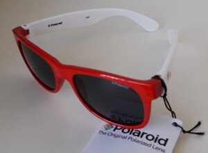 Очки детские Polaroid P0300 OFT (4-7) солнцезащитные, темные линзы красно-белая оправа поляризацион.