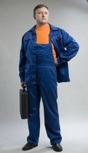 Мужские рабочие полукомбинезоны "Универсал" полукомбинезон+куртка, синий от компании ИП Калафатов С. М. - фото 1