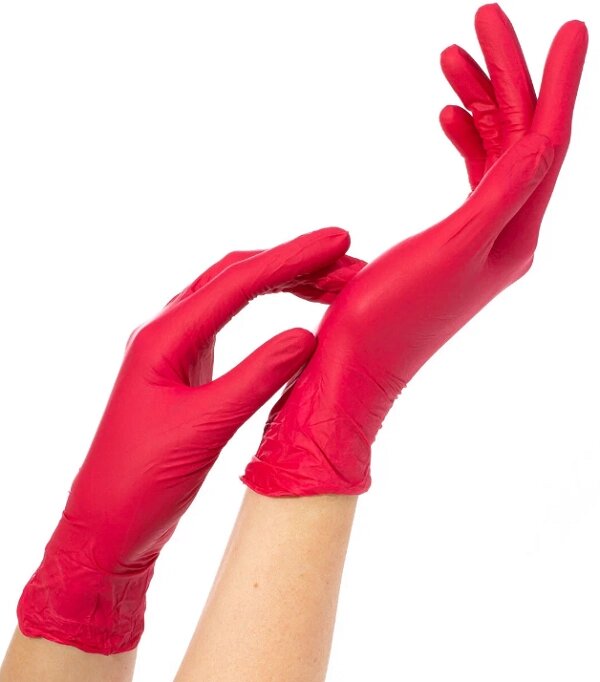 Перчатки NitriMax нитриловые неопудренные красные 4г р. M (упаковка 50 пар) от компании Lucky Master - фото 1