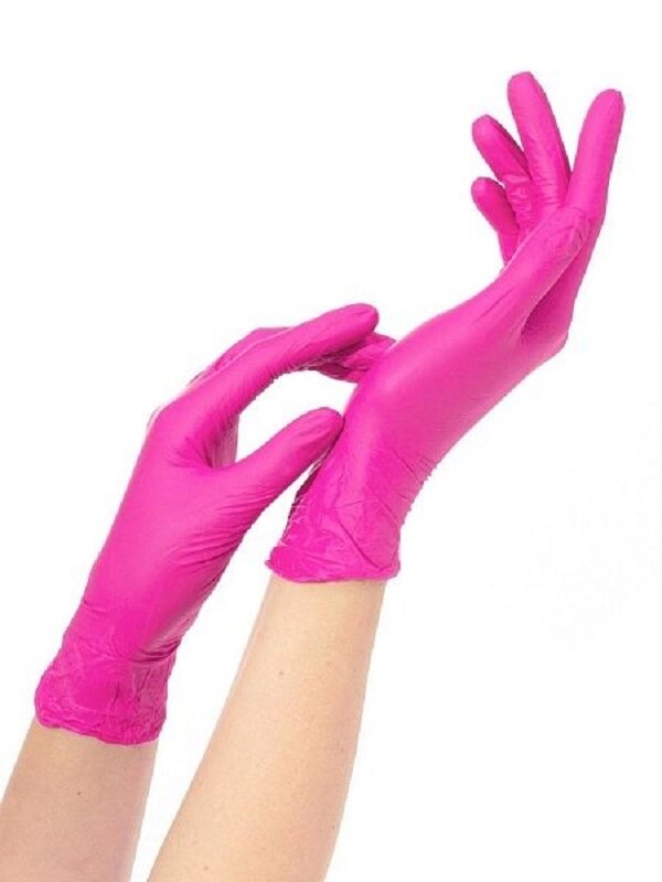 Перчатки NitriMax нитриловые неопудренные розовые 3,5 г р. S от компании Lucky Master - фото 1
