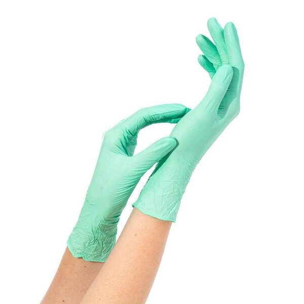Перчатки NitriMax нитриловые неопудренные зеленые 4г р. M (упаковка 50 пар) от компании Lucky Master - фото 1