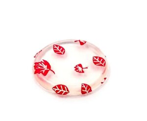 Спонж для макияжа TNL Силиконовый плоский круг прозрачный с красными цветами