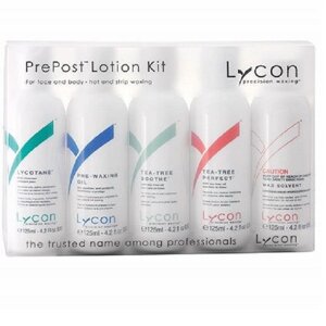 Набор pre-post для депиляции Lycon 5x125 мл (Lycotane, Pre-Waxing Oil, Tea-Tree Soothe, Tea Tree Perfect, Wax Solv)