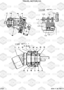 Ремонт гидромотора хода HYUNDAI