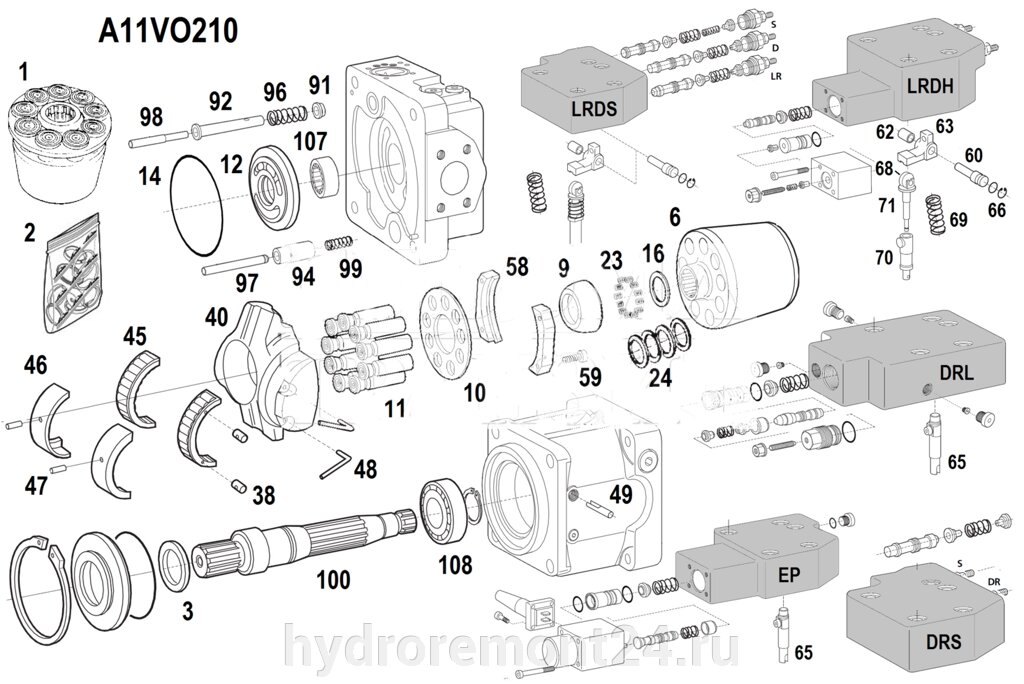 Ремонт гидронасоса Bosch Rexroth (Рексрот) A11VO210; A11VLO210 от компании Ремонтно-механическое предприятие ООО «Гермес» - фото 1