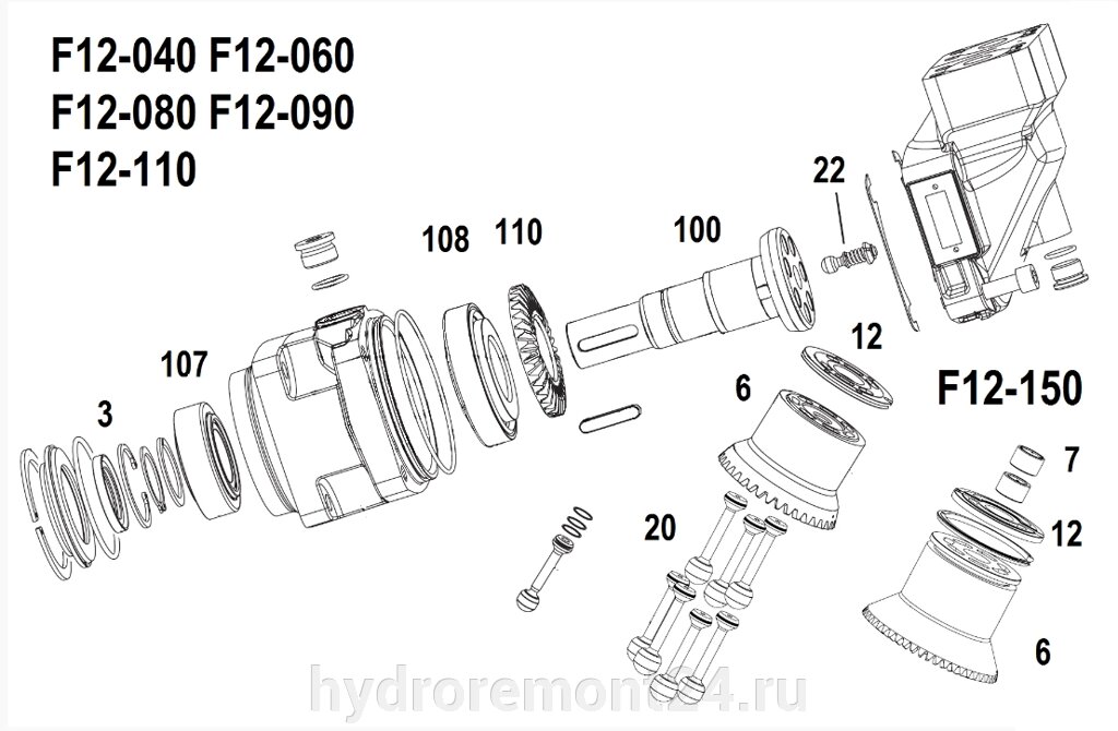 Ремонт гидронасоса Parker Hannifin F12-030 от компании Ремонтно-механическое предприятие ООО «Гермес» - фото 1