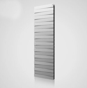 Биметаллический вертикальный дизайн-радиатор PIANOFORTE TOWER Silver Satin (серебристый), 22 секции