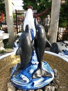 Фигура садовая - Дельфин большой тройной. Арт. 119