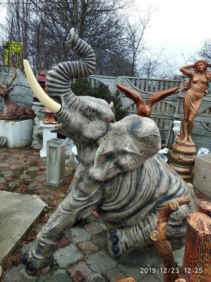 Скульптура садовая бетонная - Слон большой. Арт.20 от компании КЭУ - фото 1