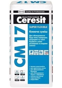 Клеящая смесь CERESIT CM 17 Super flexible, мешок 25 кг - сравнение