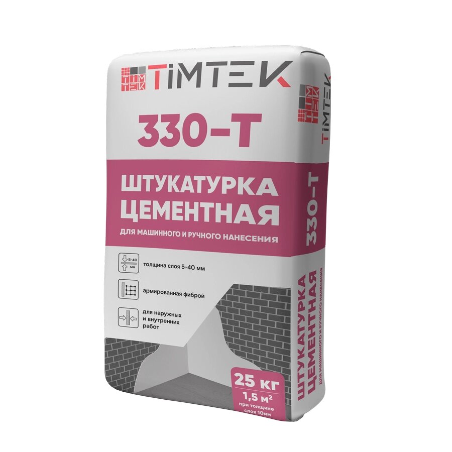 TIMTEK 330-T Штукатурка цементная для машинного и ручного нанесения, 5-40мм, 25кг от компании СтроймирЯлта - фото 1