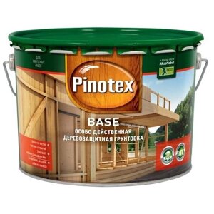 Высокоэффективная бесцветная деревозащитная грунтовка Pinotex Base, банка 10 л