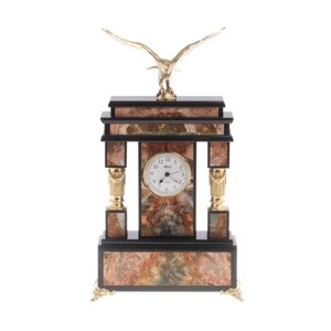 Часы "Горный орел" из яшмы и бронзы / часы декоративные / кварцевые часы / интерьерные часы / подарочные часы