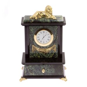Часы из нефрита "Лев"настольные часы / часы декоративные / кварцевые часы / интерьерные часы / подарочные часы